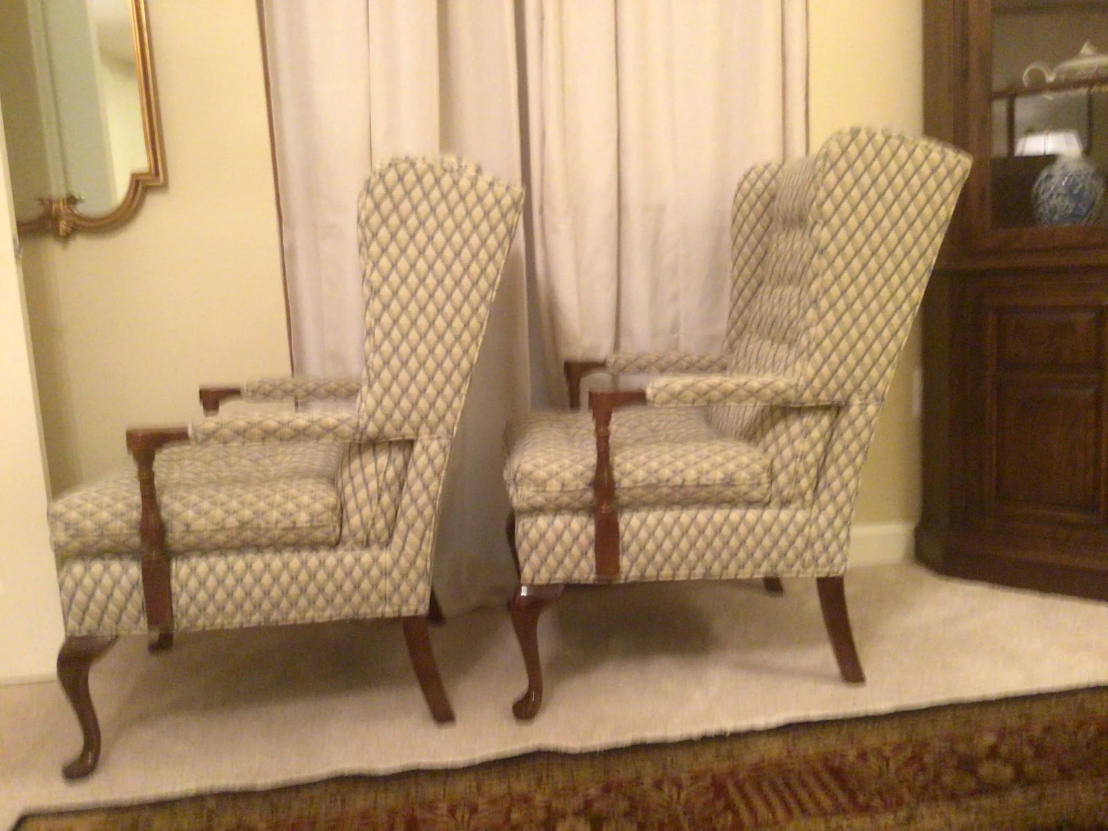 Vintage Ethan Allen Open-Arm Wingback Chairs - a Pair - 3