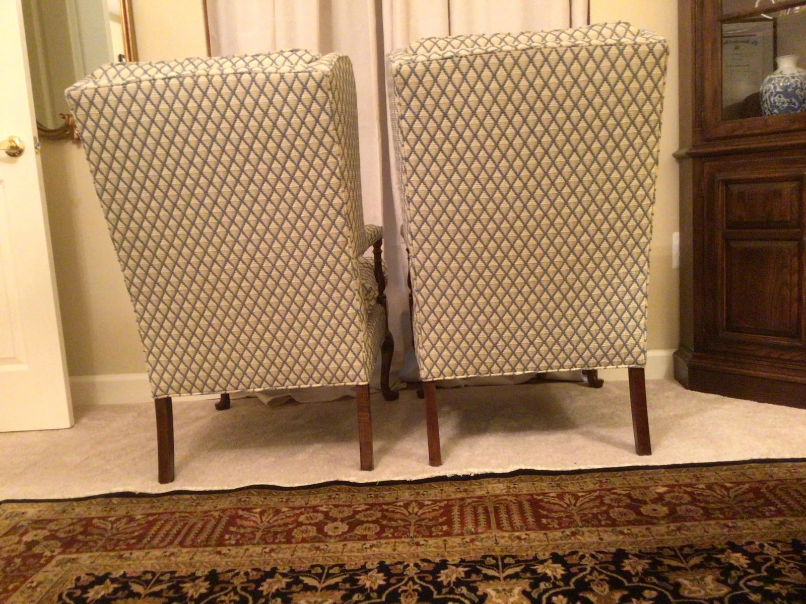 Vintage Ethan Allen Open-Arm Wingback Chairs - a Pair - 9