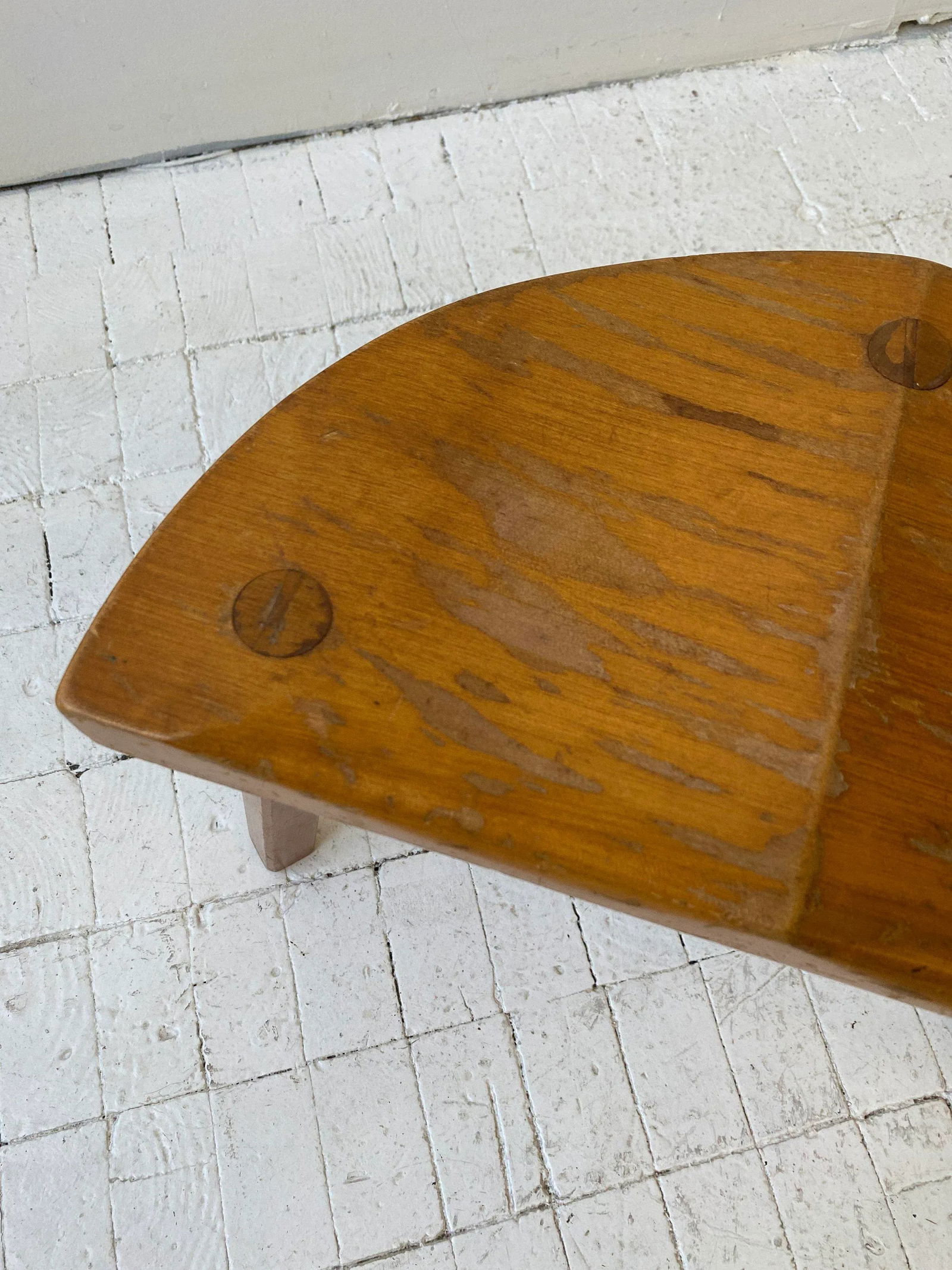Vintage Maple Half-Circle Tripod Stool, Circa 1950s - 7
