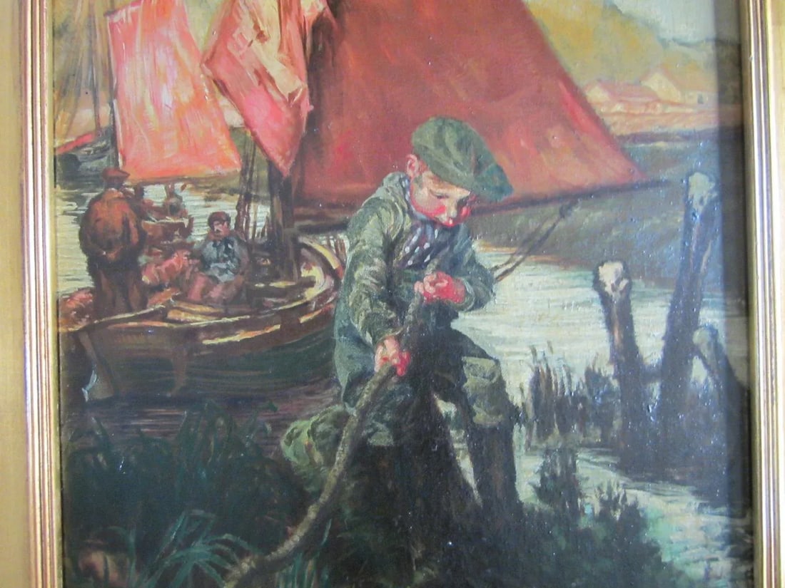 Young Boy Fishing Oil Painting - 9