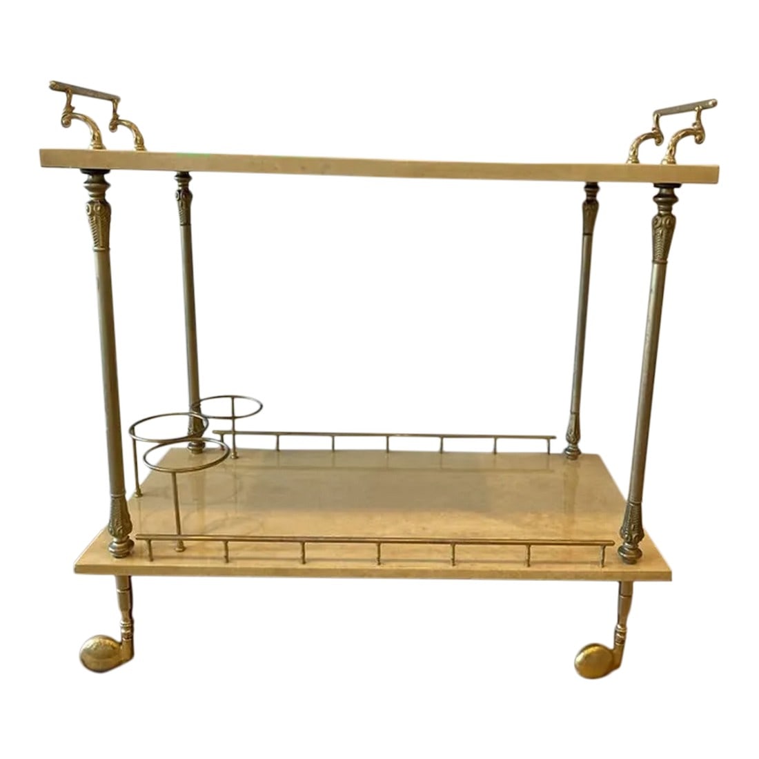 Aldo Tura Lacquered Goat Skin Bar Cart (1 of 8)