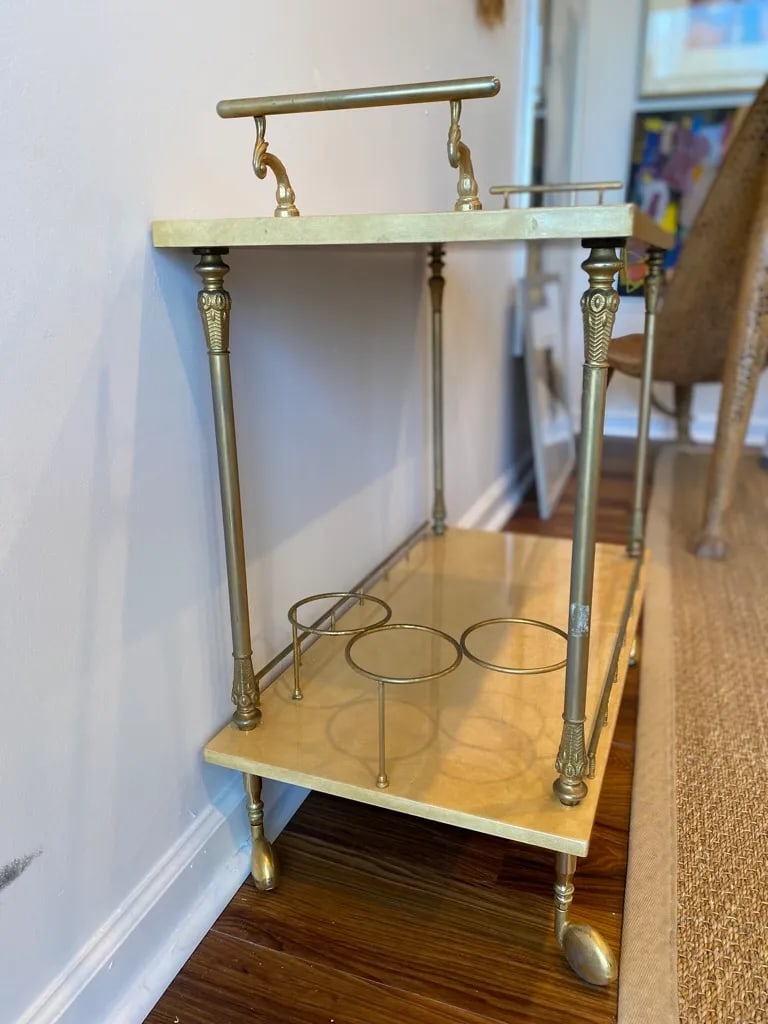 Aldo Tura Lacquered Goat Skin Bar Cart - 7