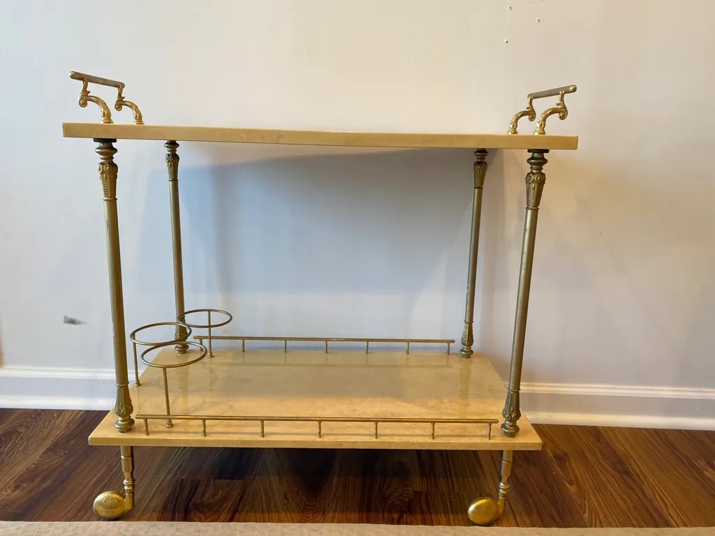 Aldo Tura Lacquered Goat Skin Bar Cart - 8