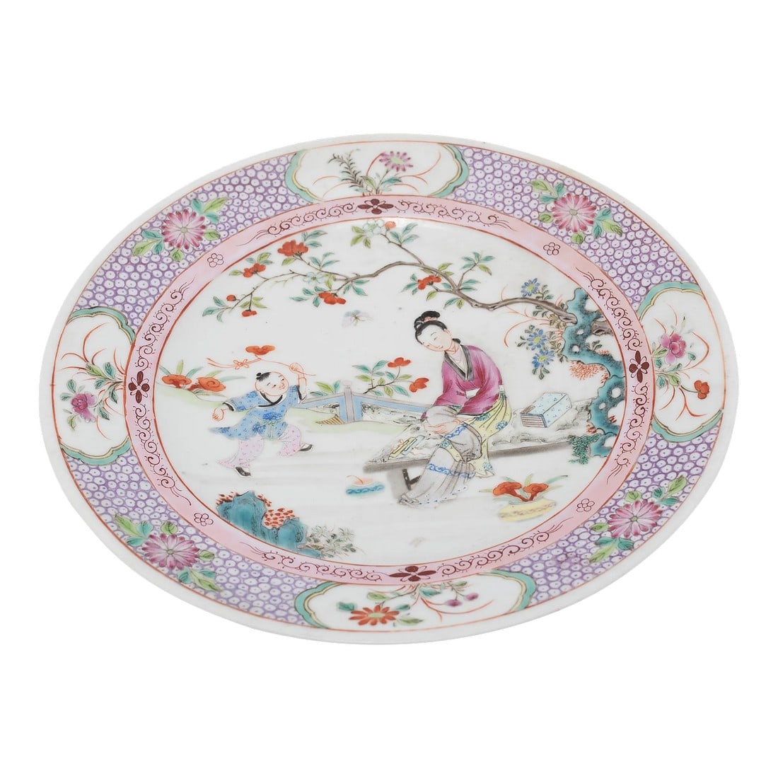 Chinese Famille Rose Plate With Garden Scene, C. 1900 (1 of 7)
