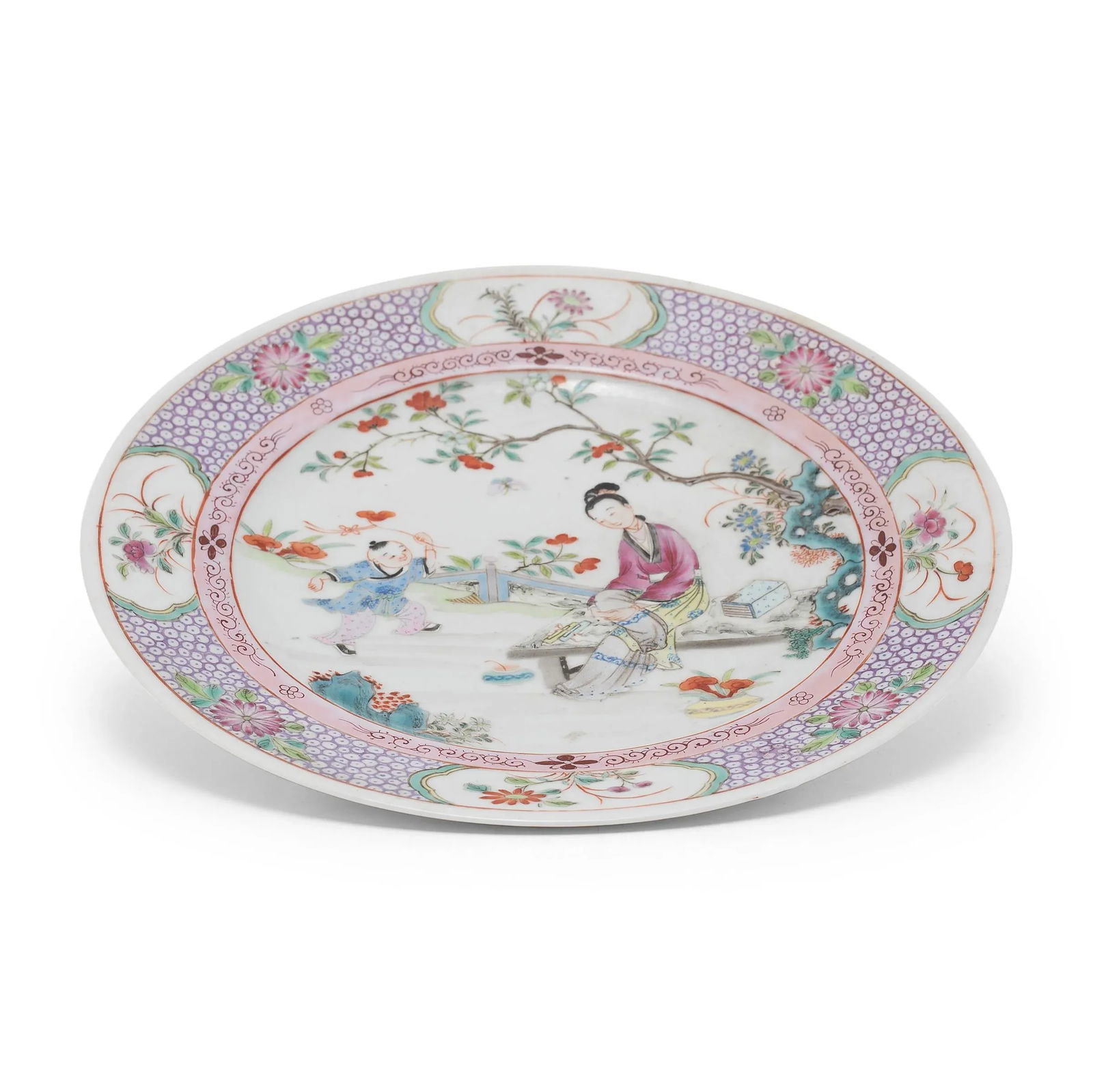 Chinese Famille Rose Plate With Garden Scene, C. 1900 - 5