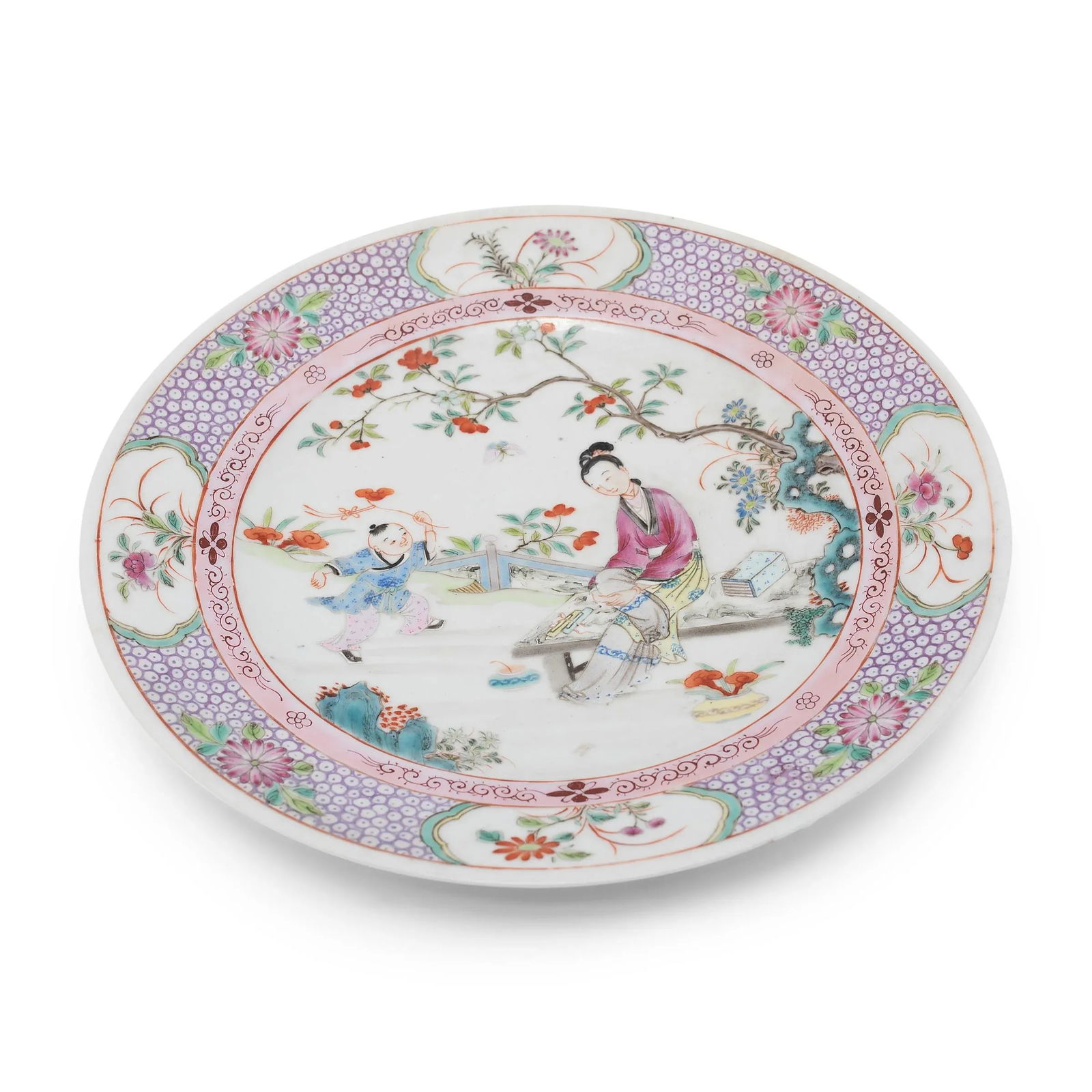 Chinese Famille Rose Plate With Garden Scene, C. 1900 - 7