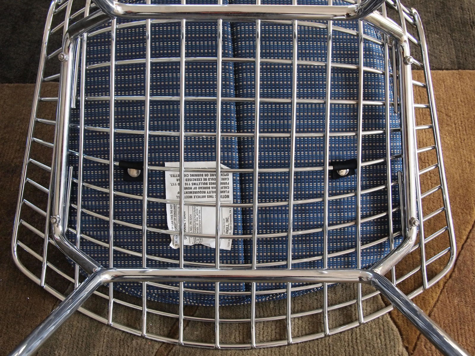 Late 20th Century Knoll Harry Bertoia Barstools in Chrome with Fabric Seat Pads - a Pair - 11