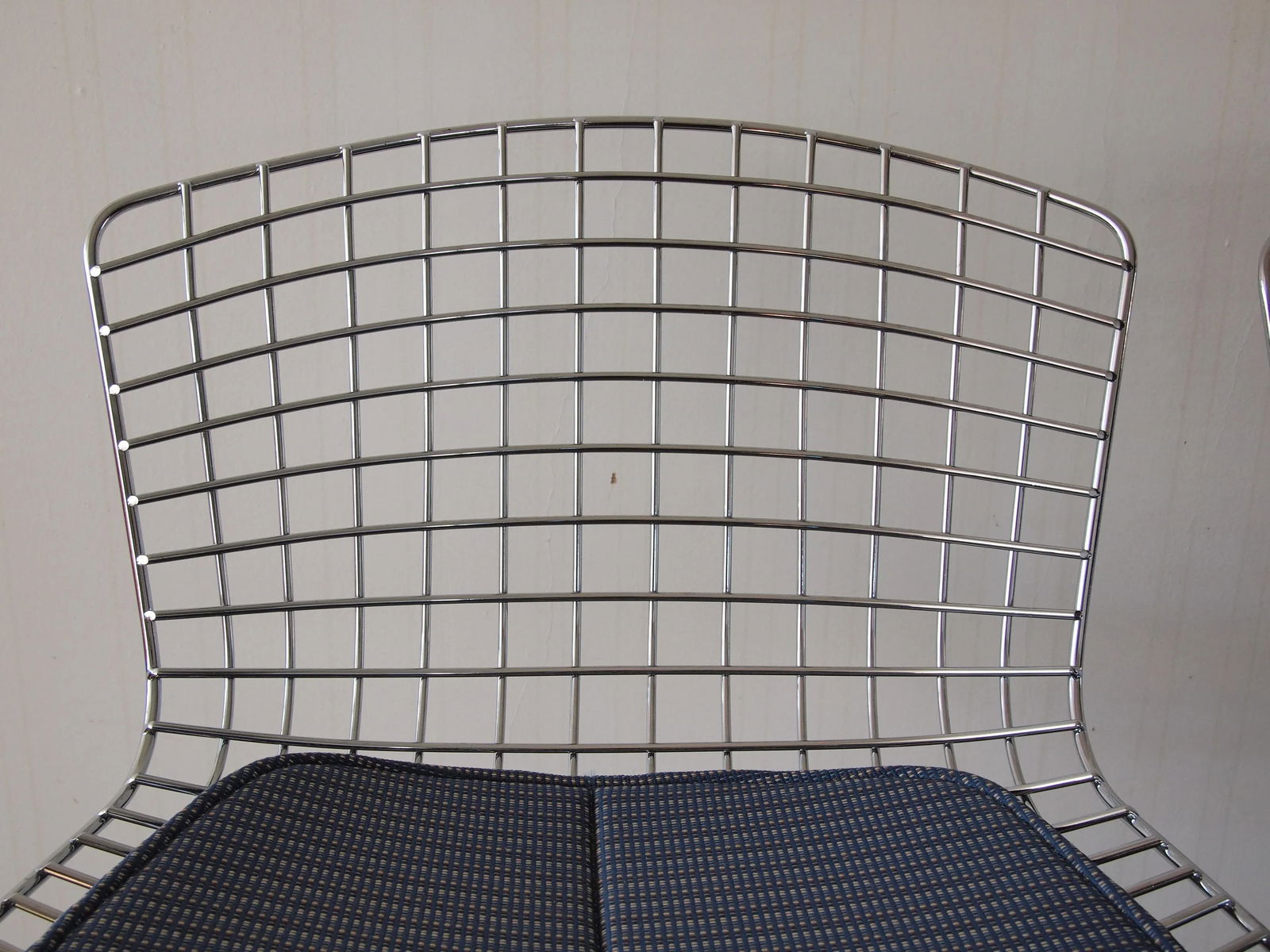 Late 20th Century Knoll Harry Bertoia Barstools in Chrome with Fabric Seat Pads - a Pair - 6