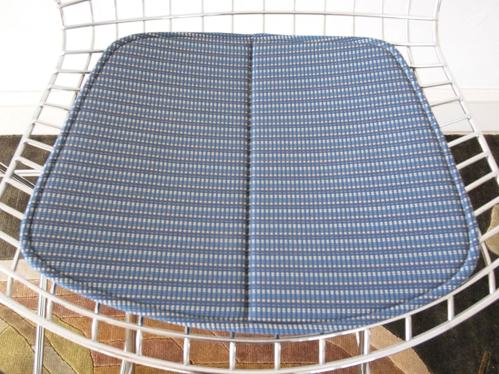 Late 20th Century Knoll Harry Bertoia Barstools in Chrome with Fabric Seat Pads - a Pair - 7