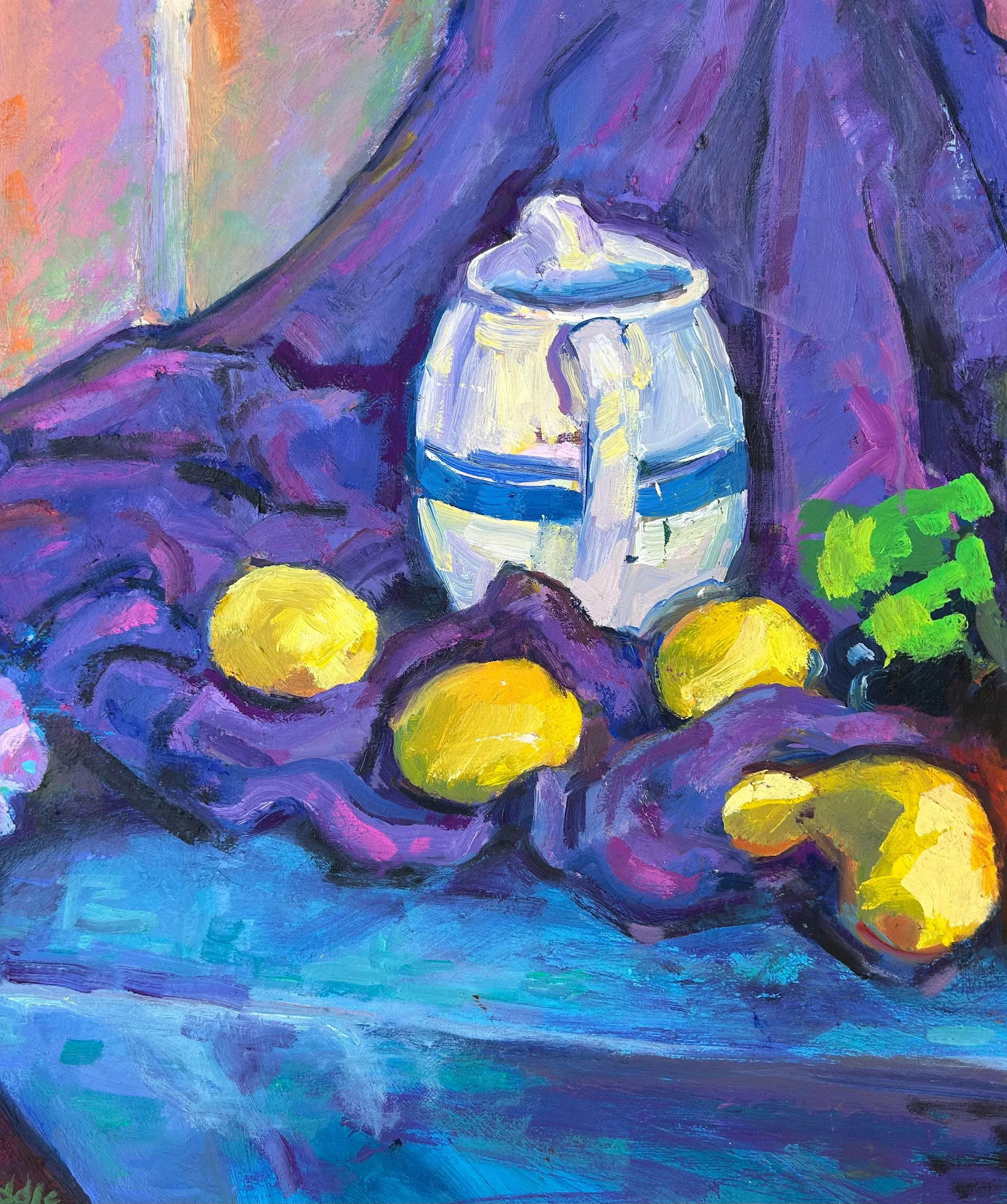 1980s Original Impressionist Still Life Oil Painting on Linen - 4