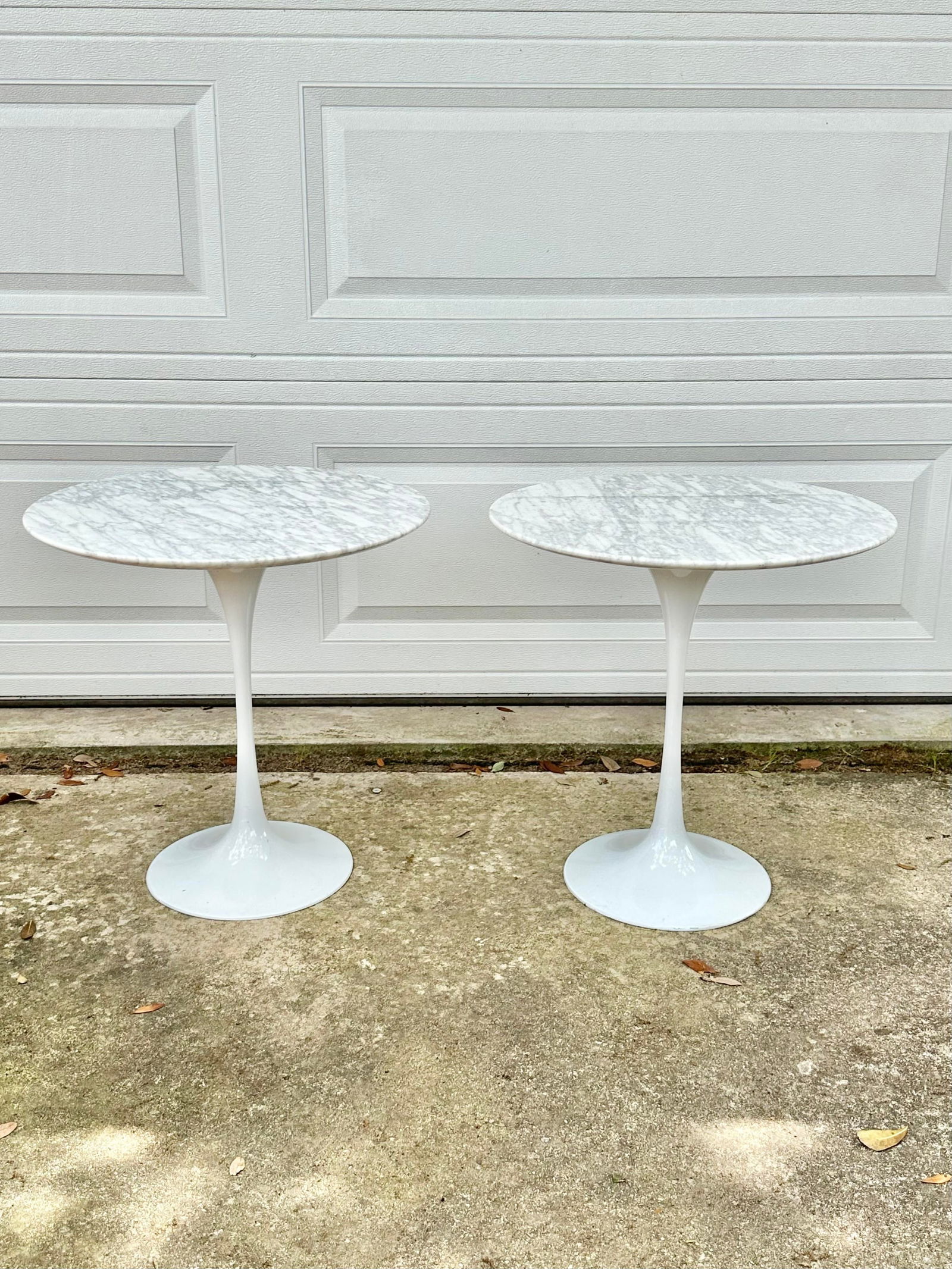 Vintage Marble Top Eero Saarinen Style Tulip Side Tables-A Pair - 11