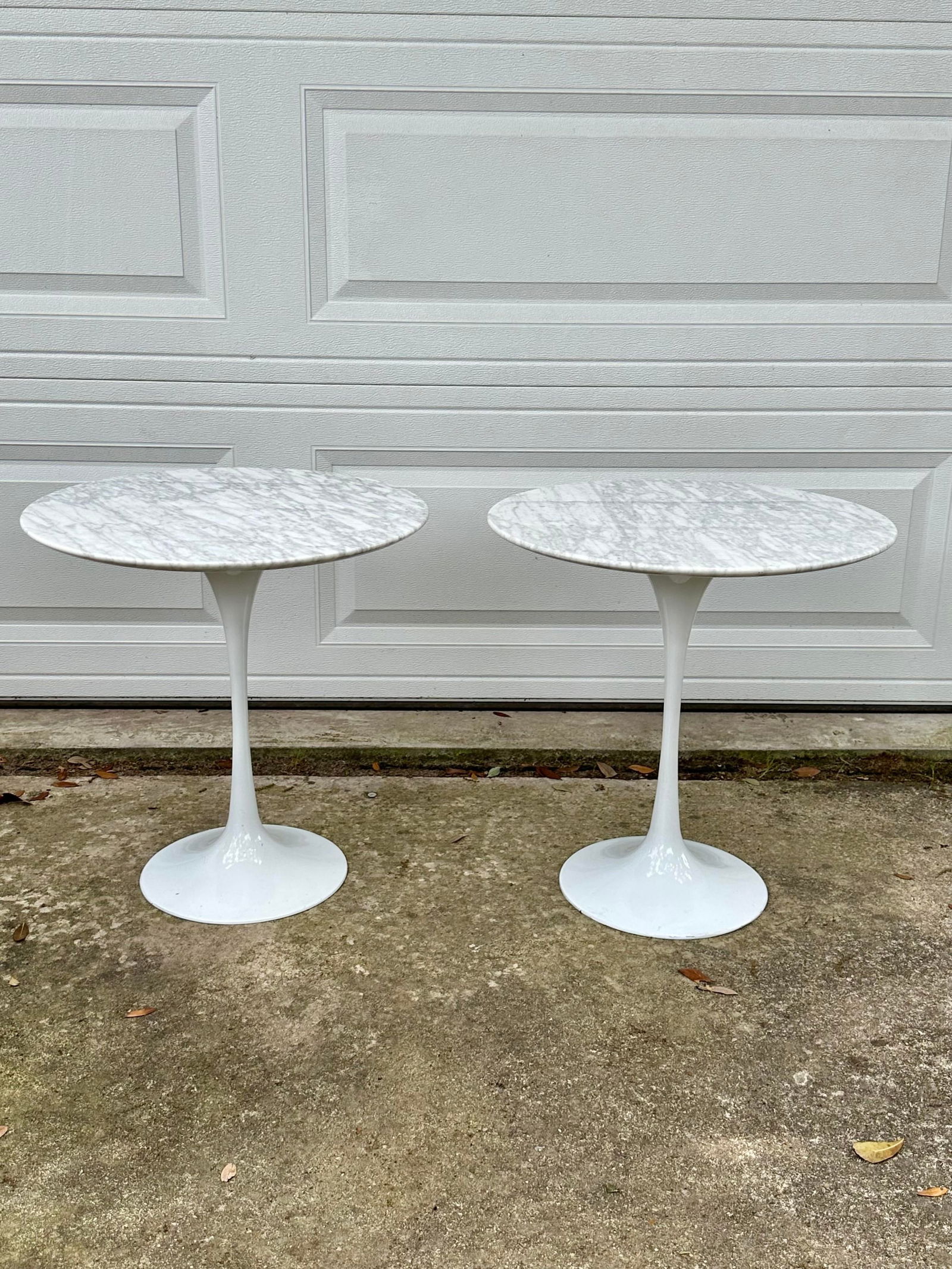 Vintage Marble Top Eero Saarinen Style Tulip Side Tables-A Pair - 2