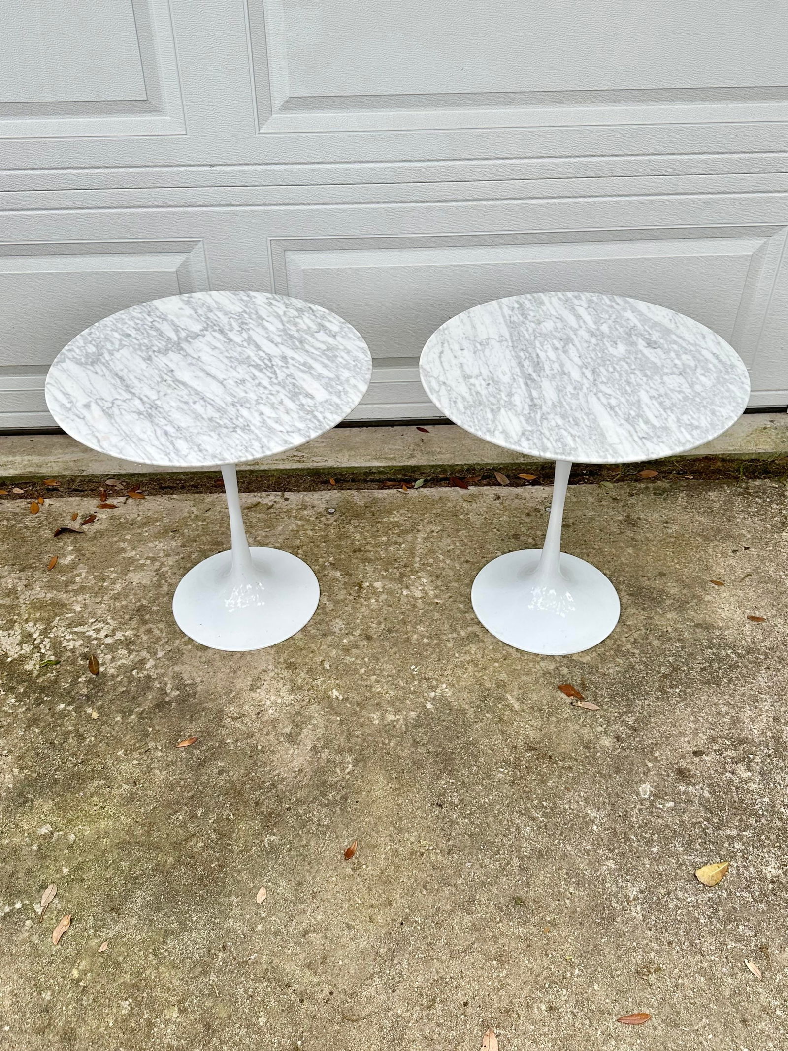 Vintage Marble Top Eero Saarinen Style Tulip Side Tables-A Pair - 3