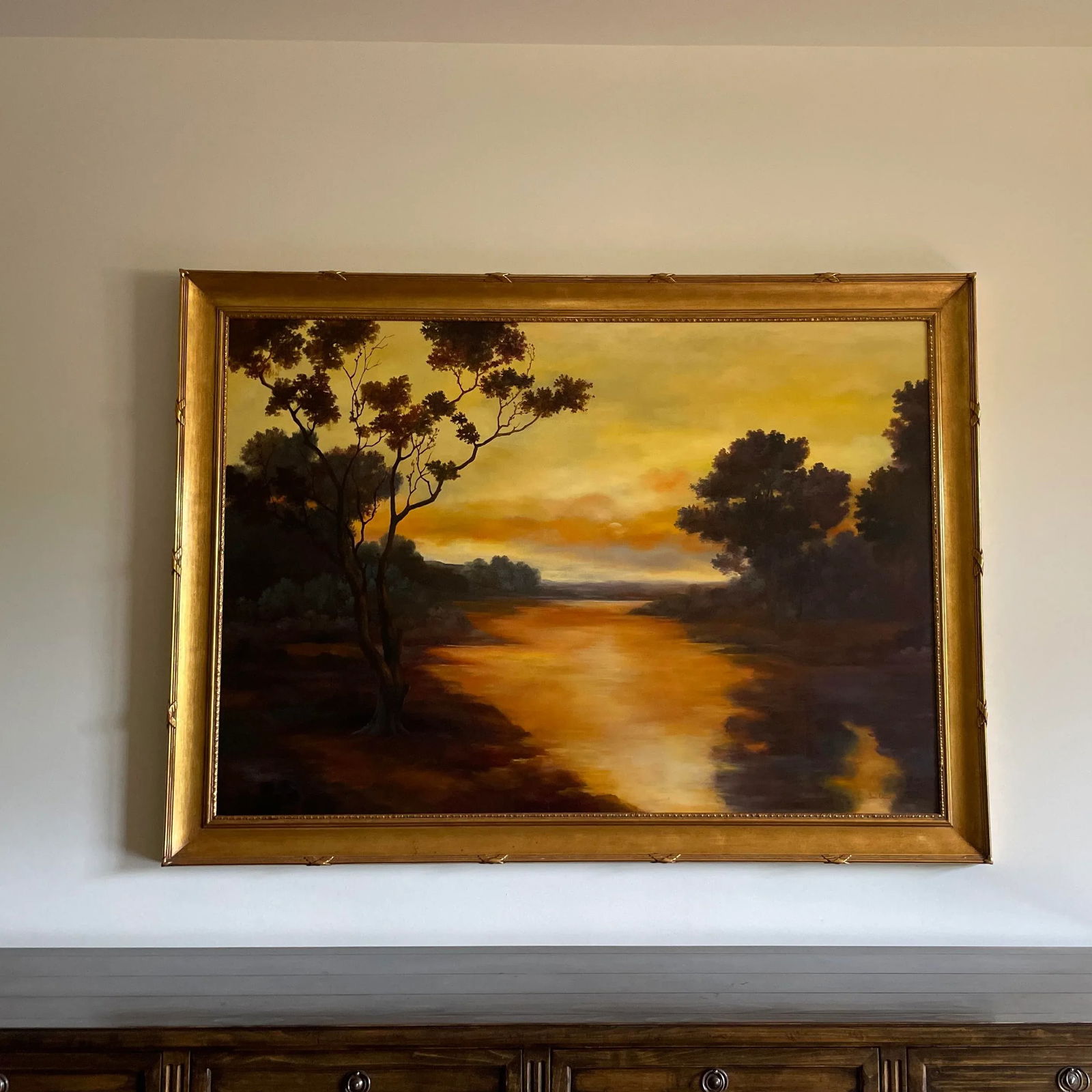 Vintage Barbizon School Style Landscape Oil Painting by Simon Addyman, Framed - 2