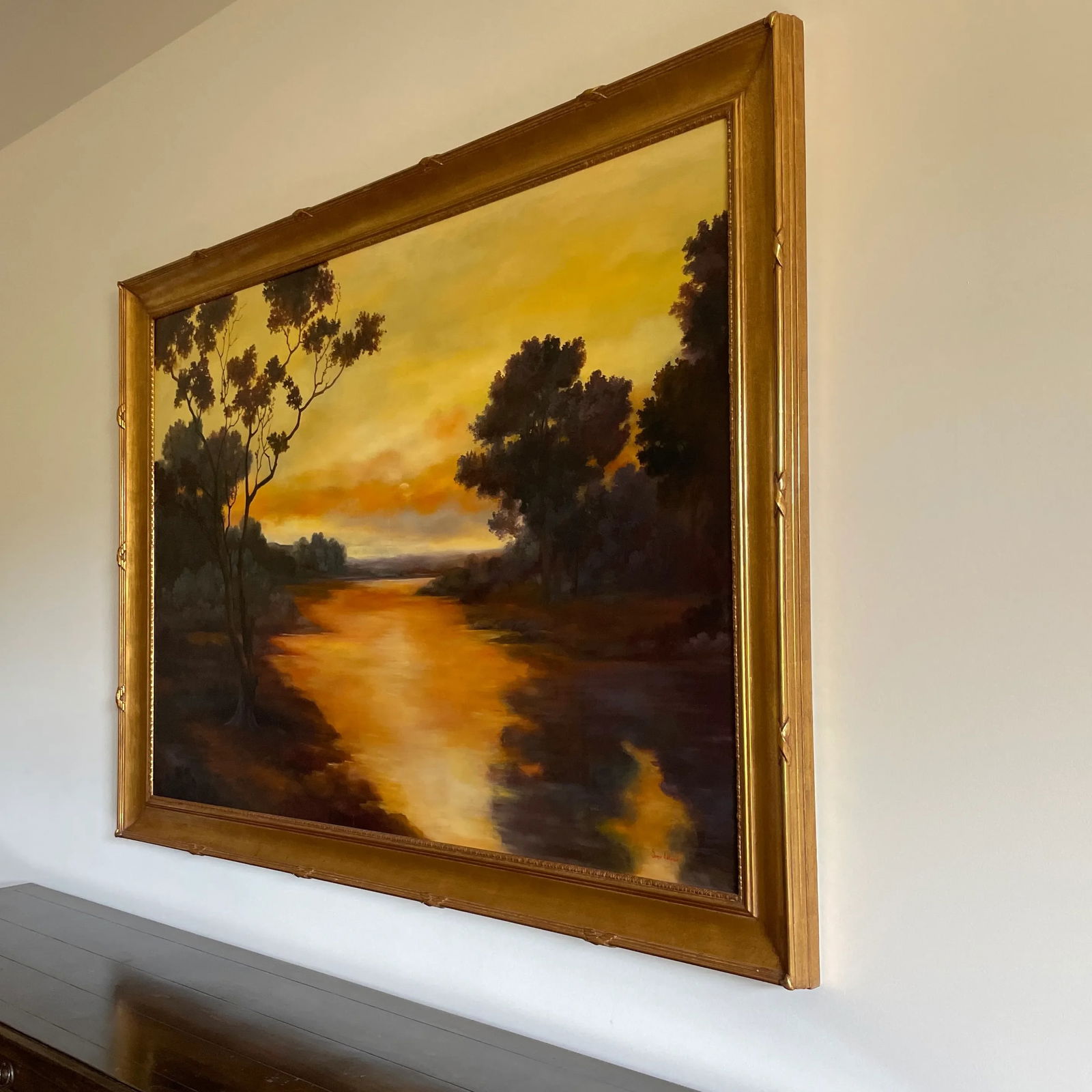 Vintage Barbizon School Style Landscape Oil Painting by Simon Addyman, Framed - 4