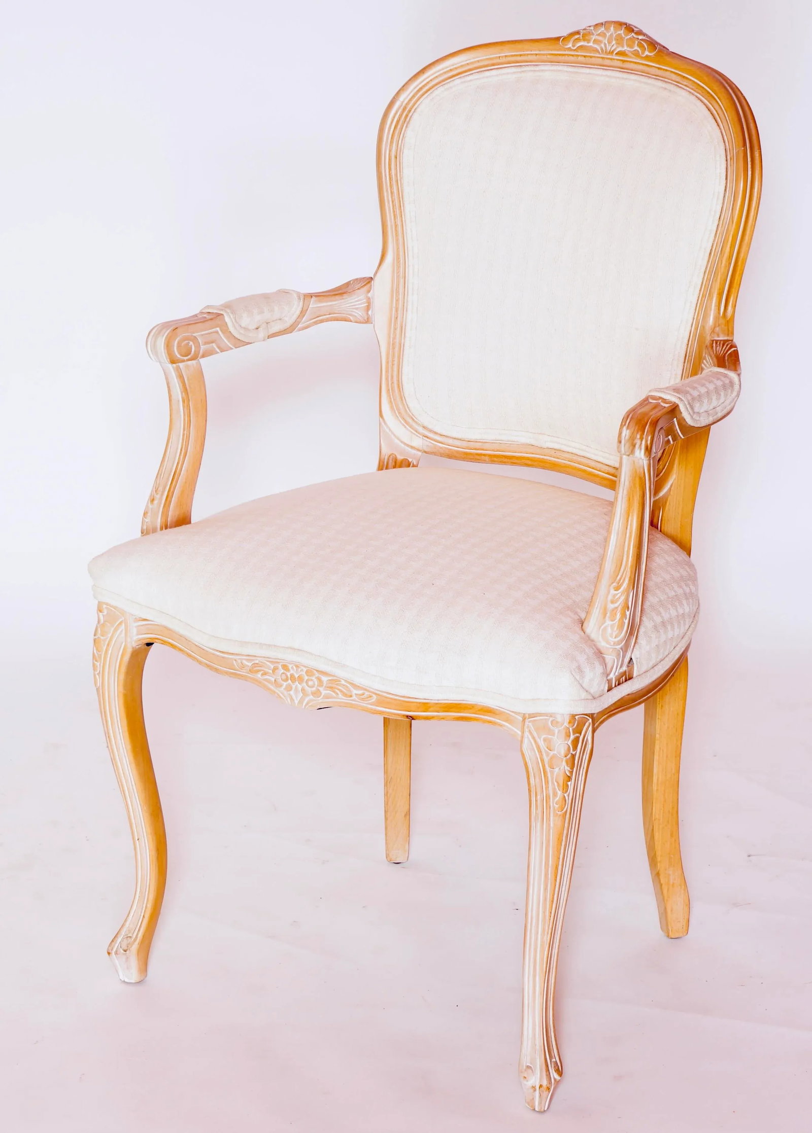 Mid 20th Century Antique Louis XV Style Giltwood Carved Open Armchairs - Set of 2 - 10