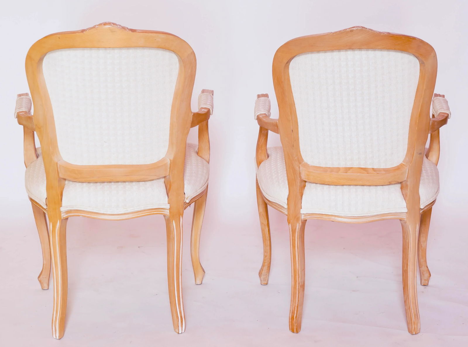 Mid 20th Century Antique Louis XV Style Giltwood Carved Open Armchairs - Set of 2 - 4