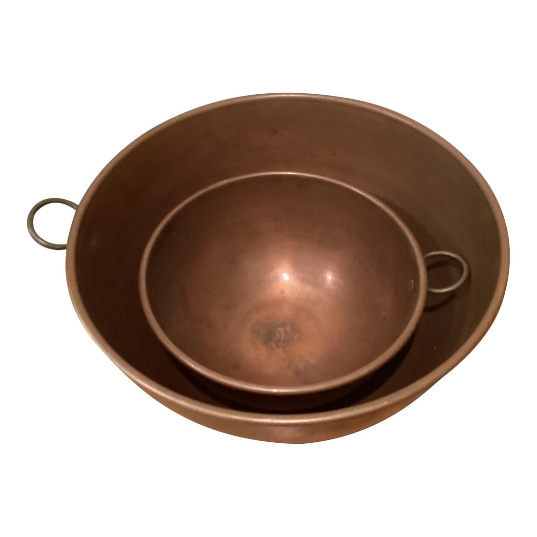 Antique Copper Mixing Bowls, Late 19th Century - Set of 2 (1 of 13)