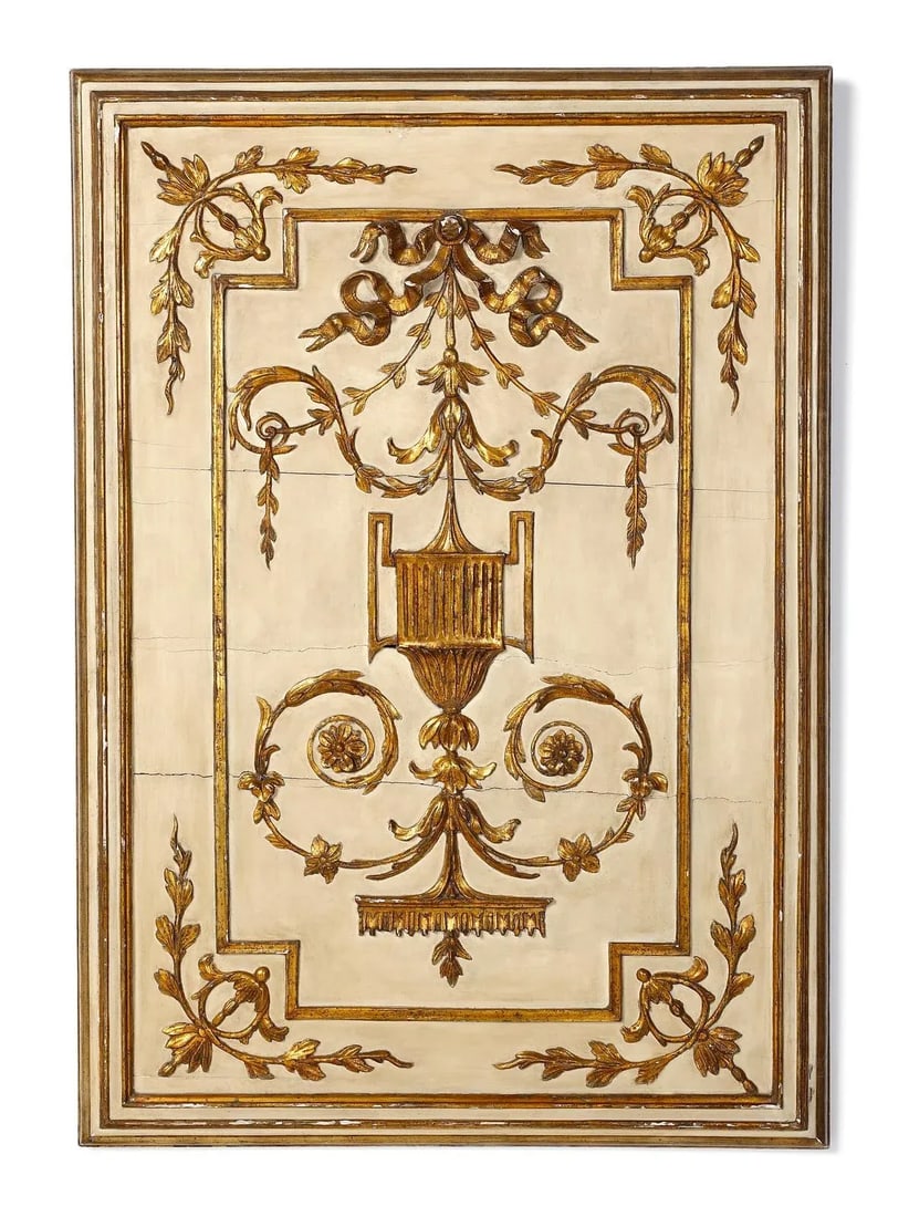 18th Century Neo-Classical Italian Carved, Painted and Gilt Wall Panel - 4