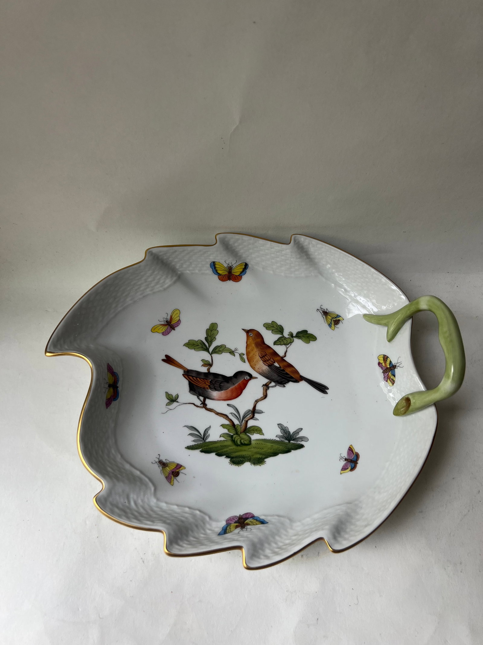 Vintage Herend Rothschild Leaf Dish - 12