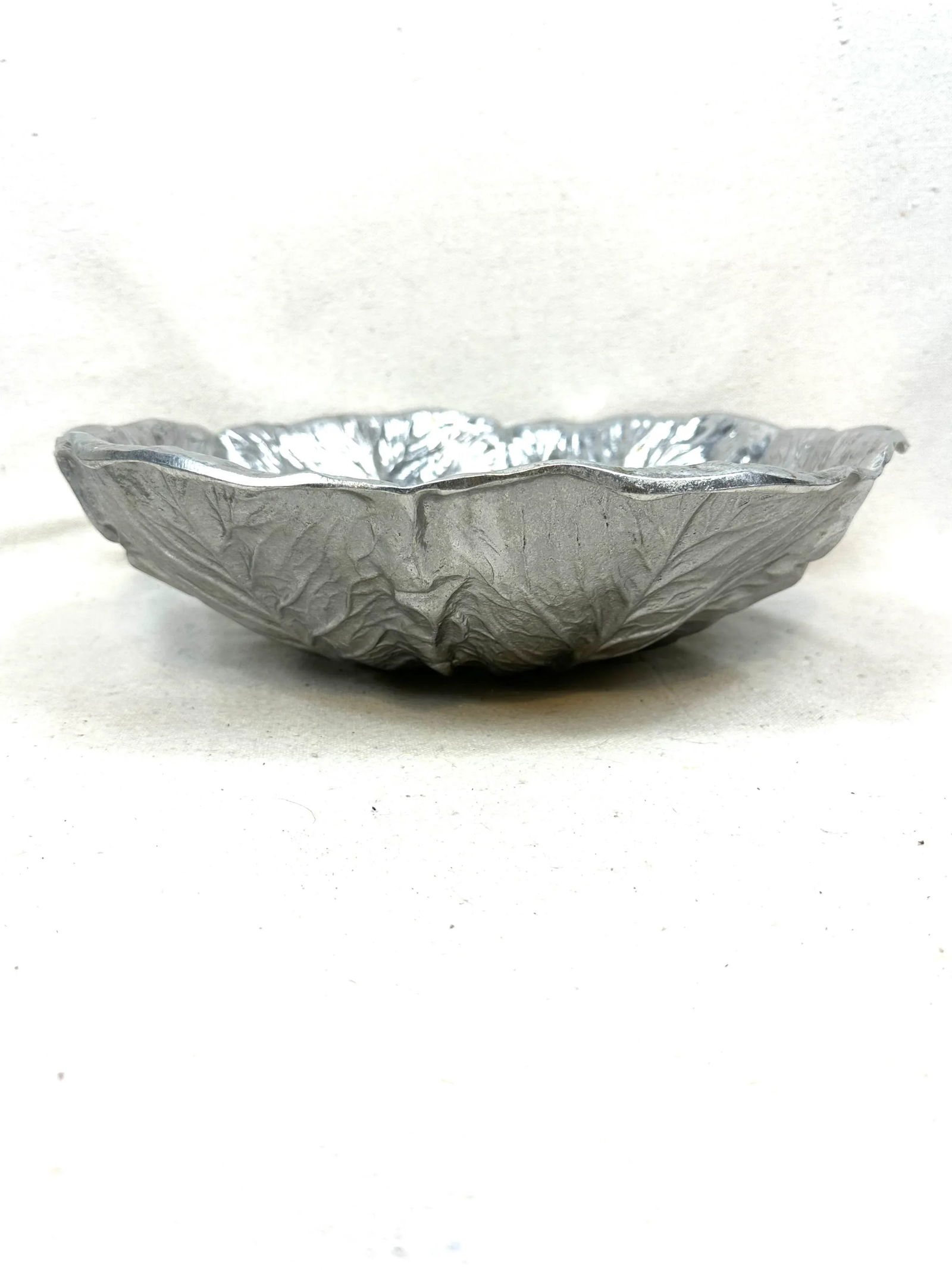 Vintage Pewter Majolica Style Cabbage Serving Bowl - 4
