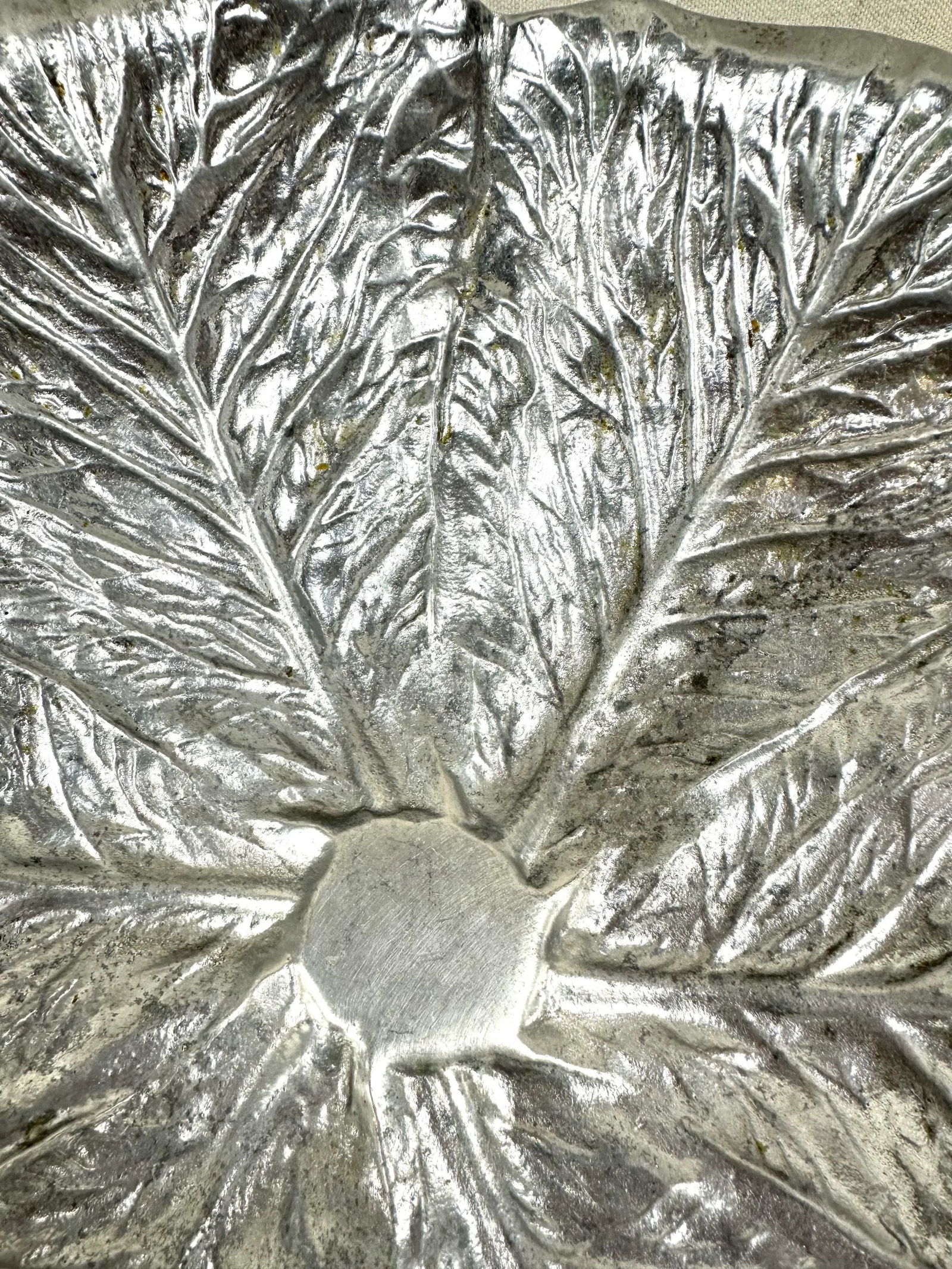 Vintage Pewter Majolica Style Cabbage Serving Bowl - 5