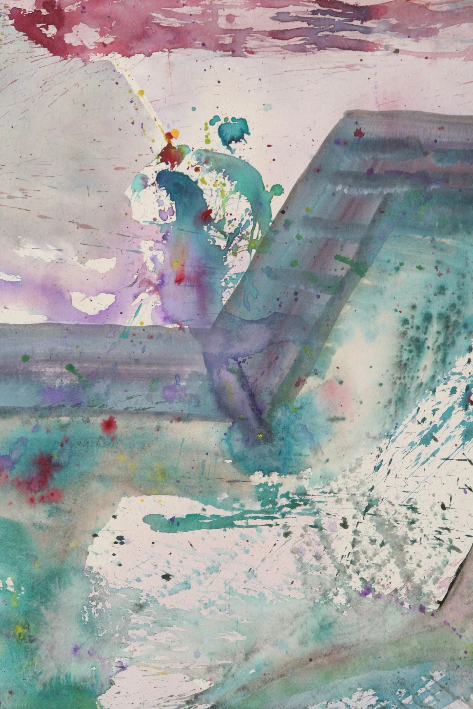 Vintage Large Abstract Watercolor by Eviristo Guiliani - 2