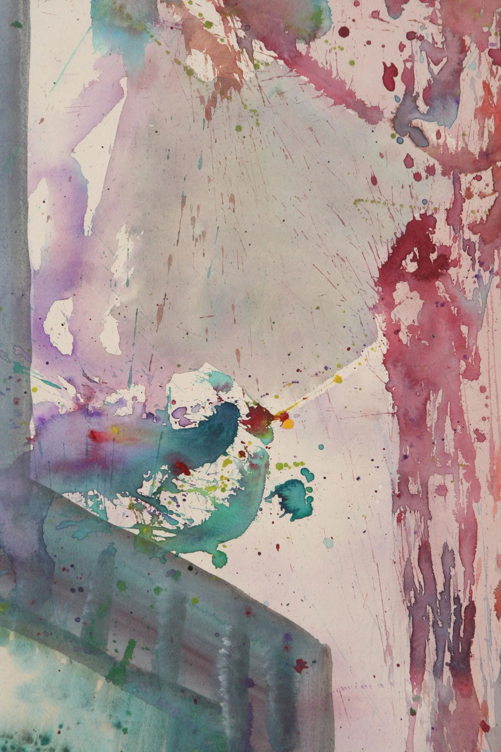 Vintage Large Abstract Watercolor by Eviristo Guiliani - 5