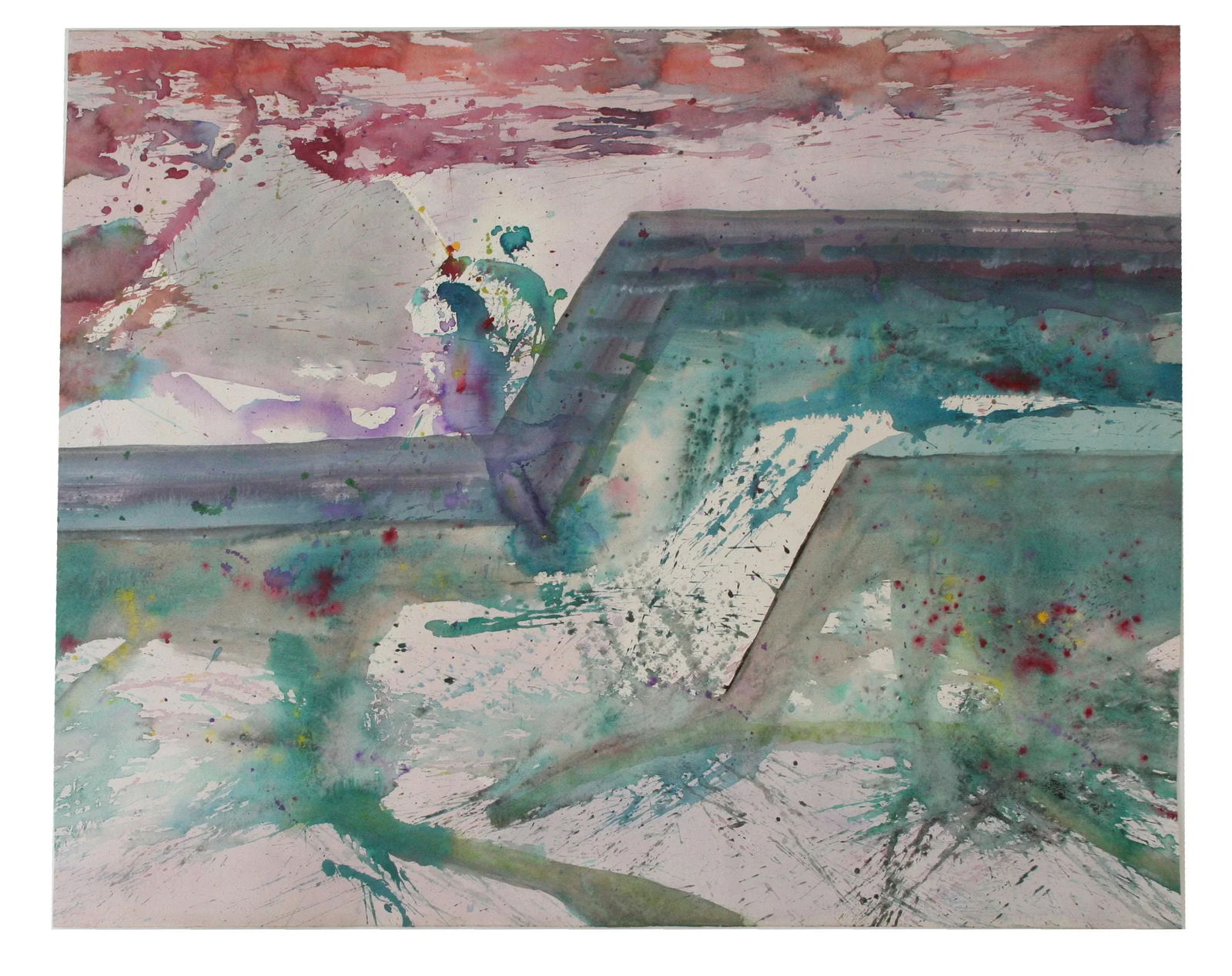 Vintage Large Abstract Watercolor by Eviristo Guiliani - 6