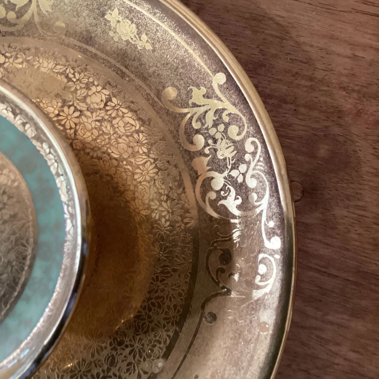 Antique Etched 22K Gold 2-Tiered and Tidbit Porcelain Tray Handmade Hand Painted Men and Women Love - 7