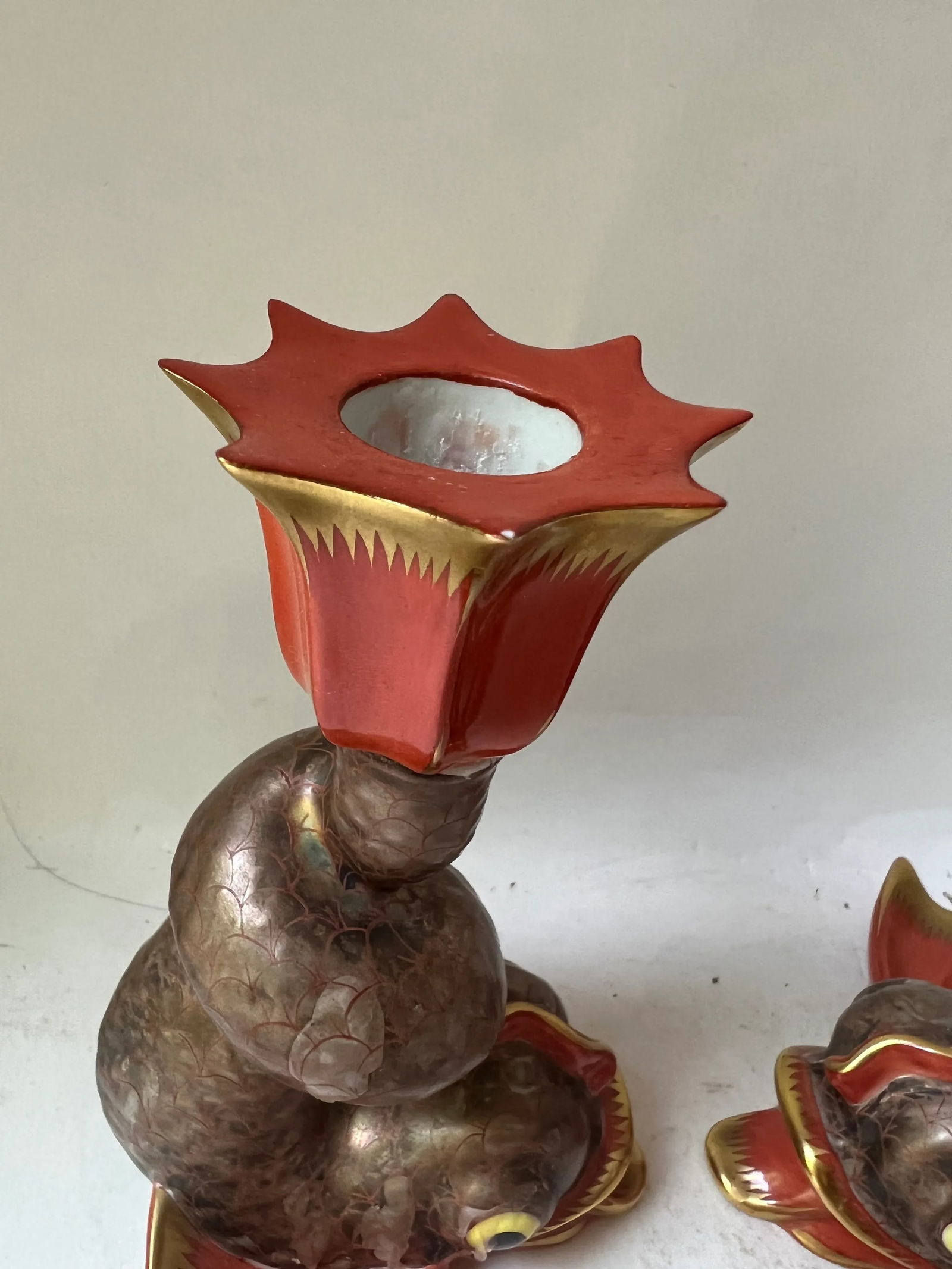 Vintage Herend Porcelain Hungary Koi Fish Figure Candleholders Candlesticks- a Pair - 7