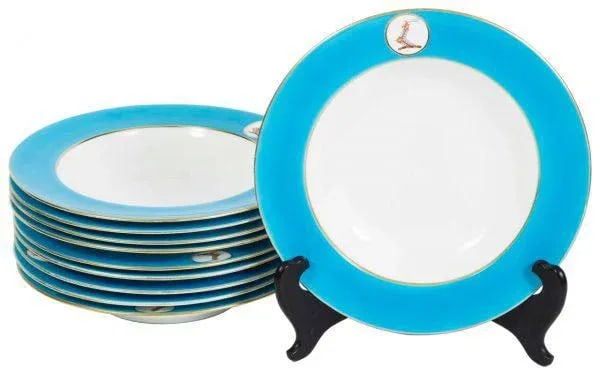 Minton China Turquoise Rim Bowls - Set of 10 - 4