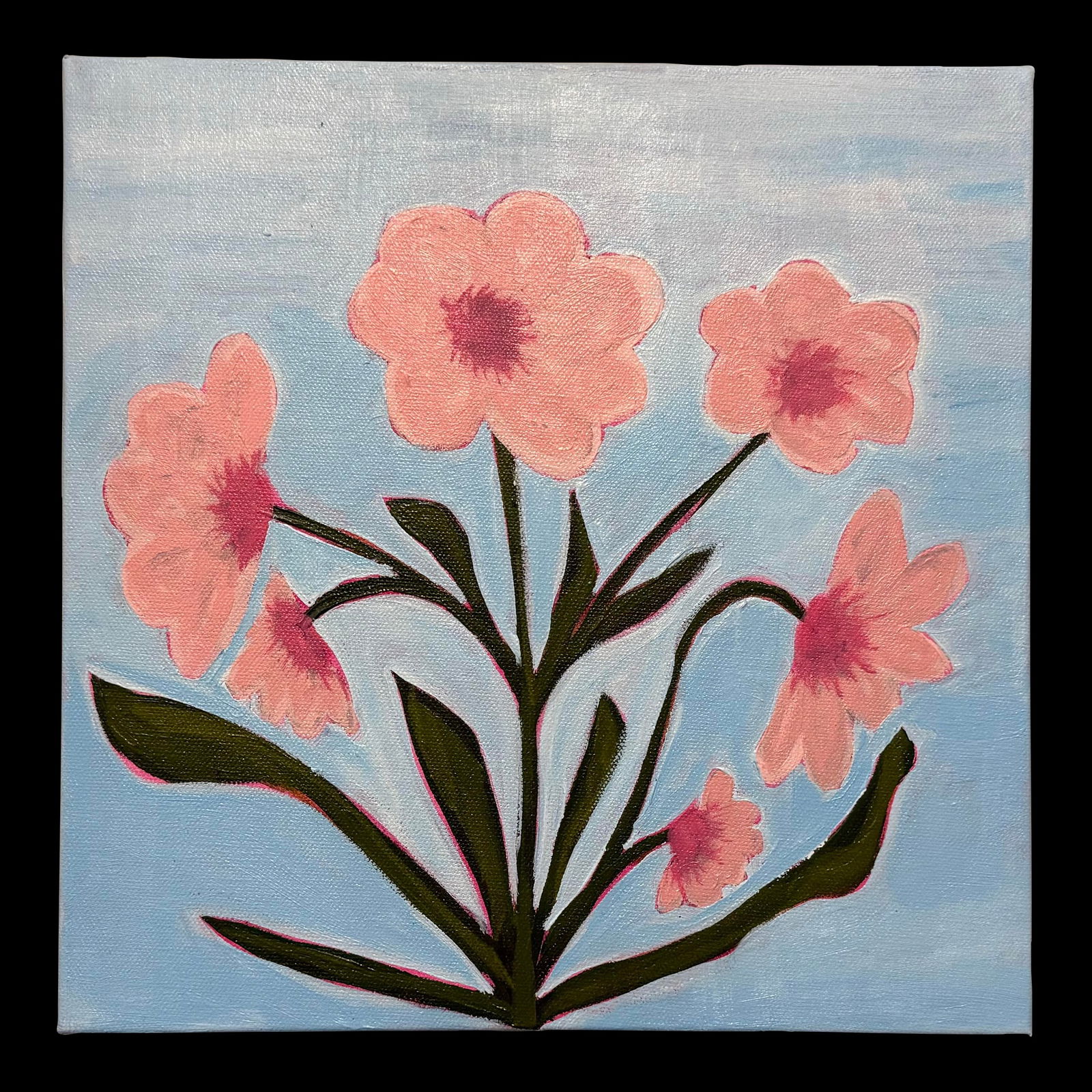 Modern Abstract Floral Folk Art Acrylic Painting on Canvas, Signed, Dated: Modern Abstract Floral Acrylic Painting On Stretched Canvas 1.5" Deep Canvas,€œSpring Pink," Beautiful Soft Colors, Signed, Melinda S Best, 2025 Sides are painted. May be hung framed or unf