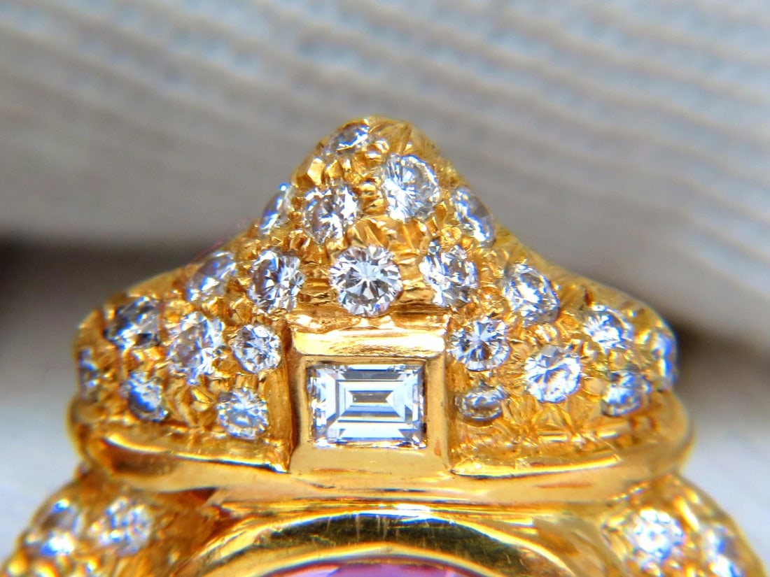 AGL Certified 10.75ct natural pink & blue sapphire diamond earrings 18kt** - 4