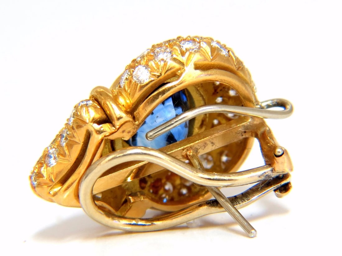 AGL Certified 10.75ct natural pink & blue sapphire diamond earrings 18kt** - 5