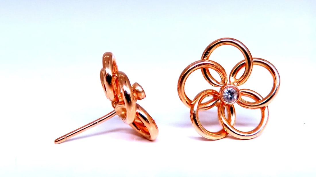 0.06ct natural diamond cosmic cluster earrings 14kt yellow gold 12615** - 3