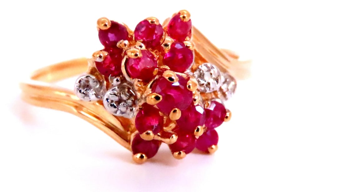 .50ct Natural Ruby Diamond Cluster Cocktail Ring 14kt Gold 67121** - 2