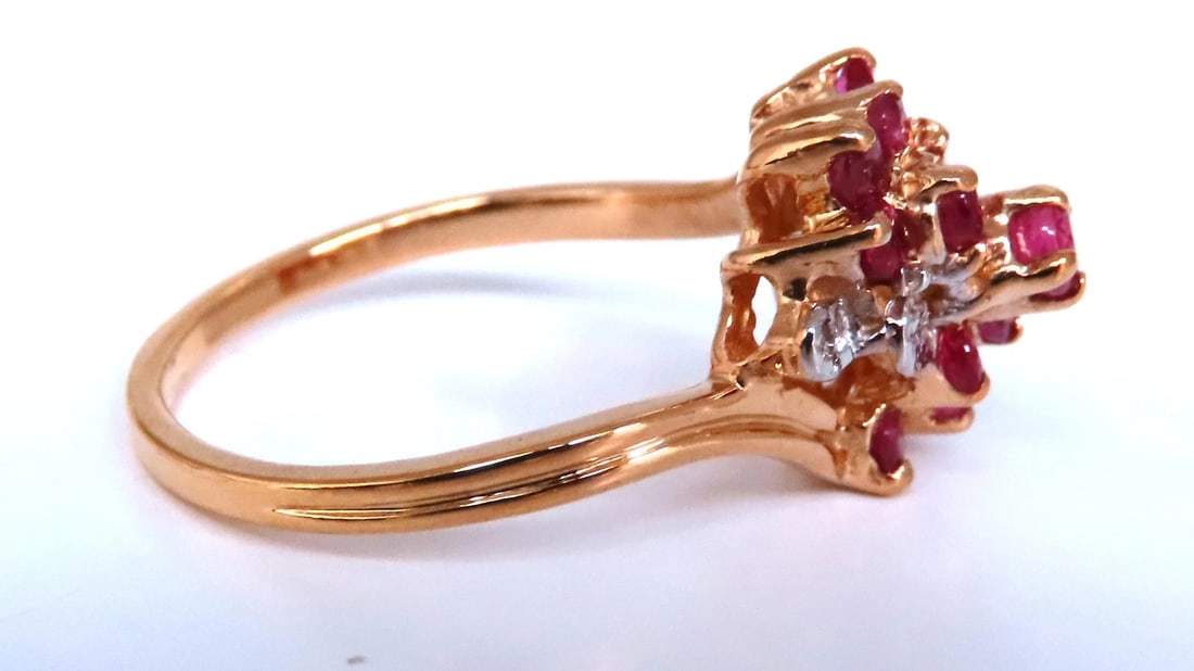 .50ct Natural Ruby Diamond Cluster Cocktail Ring 14kt Gold 67121** - 3