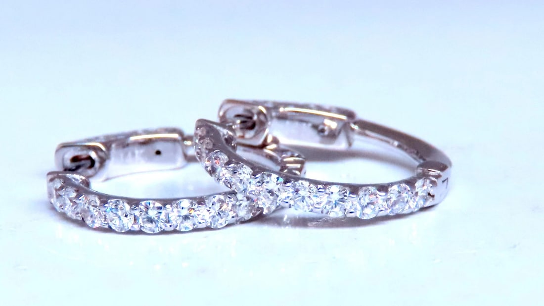 .58ct Natural Diamonds Sharing Prong hoop Earrings 14kt 12486** (1 of 4)