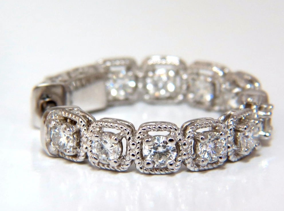 1.60ct natural round brilliant in/out diamond hoop earrings 14kt rope twist** - 3