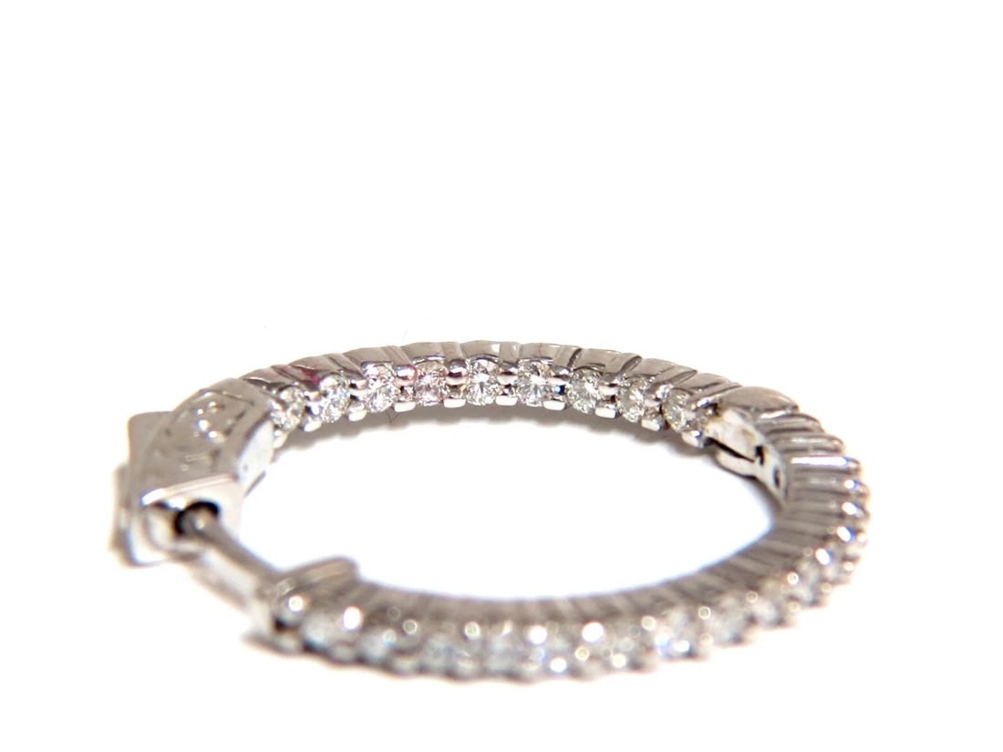 .86ct natural round brilliant in/out diamond hoop earrings 14kt g/vs** - 3