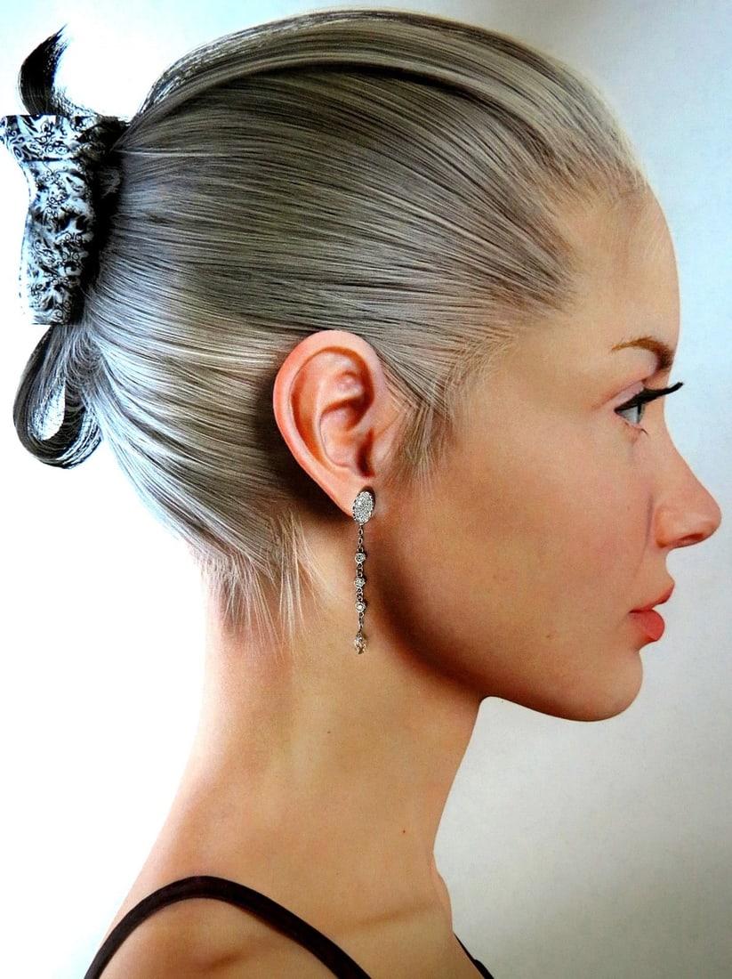 1.64ct Natural Briolette Diamonds Dangle Earrings 14kt** - 7