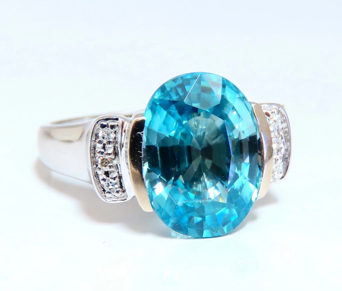 5.65ct Natural Indigo Blue zircon Diamonds Ring 14kt** (1 of 5)