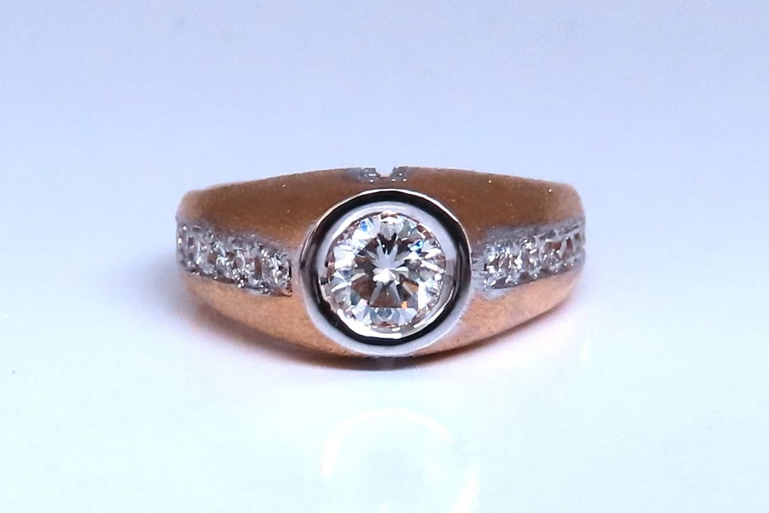 .70ct Natural round diamond mens ring 14kt brushed satin gold (1 of 5)