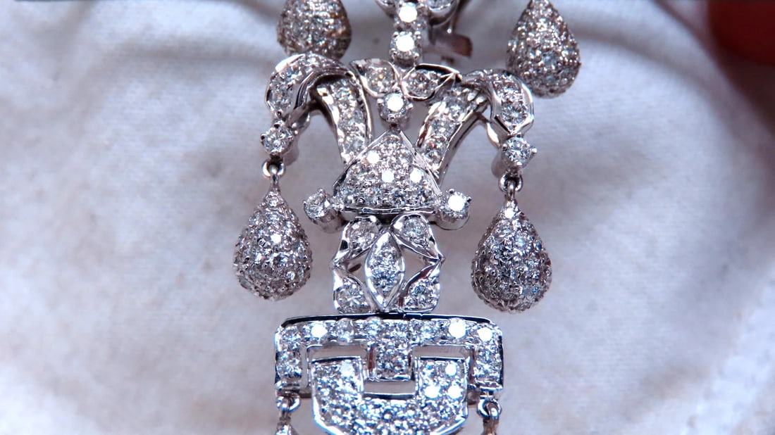 7ct Natural Diamonds Dangle Earrings 18kt gold 12531** - 7