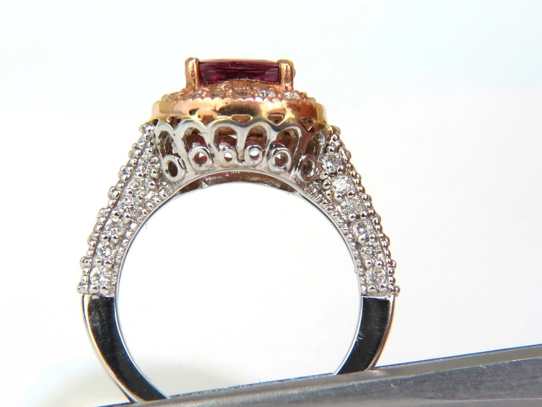 2.78CT NATURAL FINE PURPLE RED RUBY DIAMOND RING 14KT G/VS+ - 3