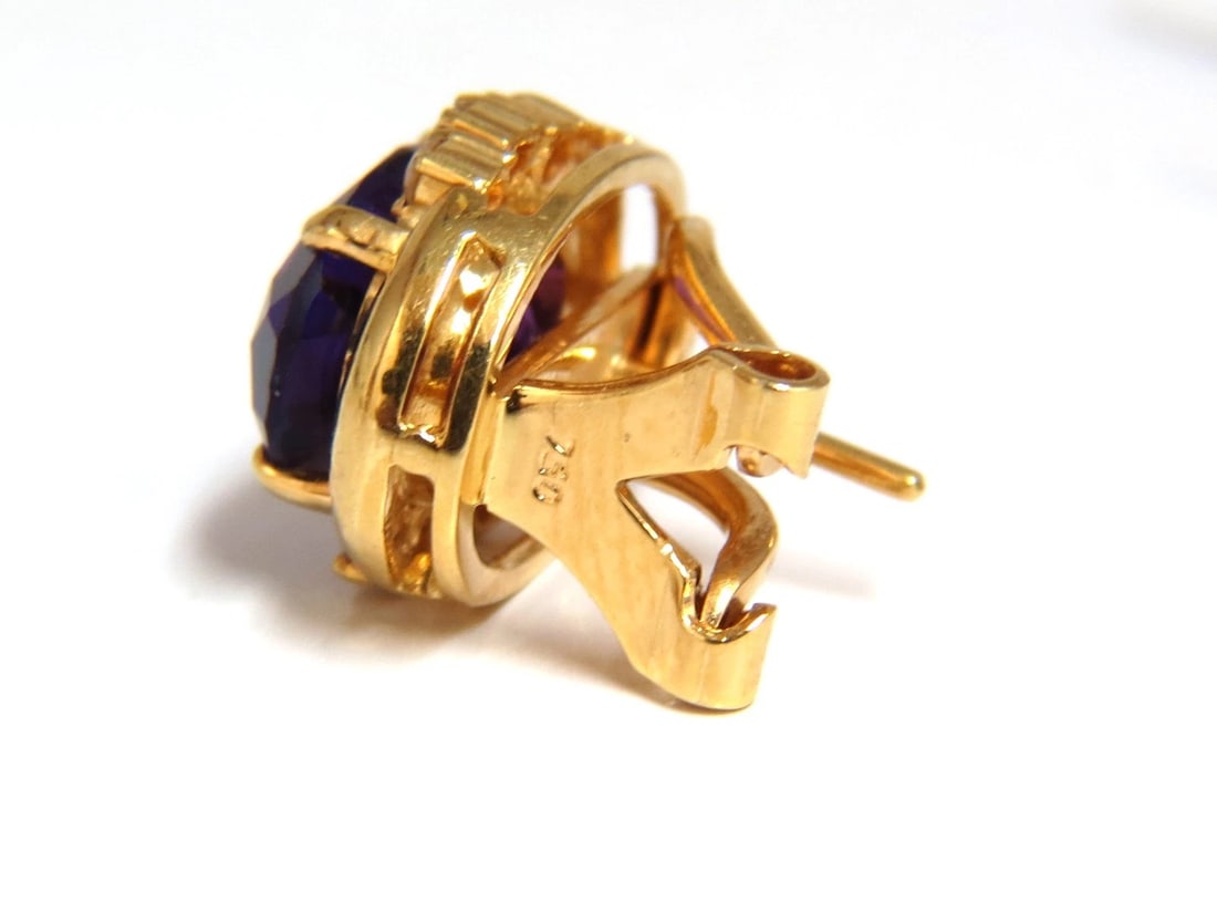 5.06 Natural Amethyst Diamonds Clip Earrings 18Kt** - 2