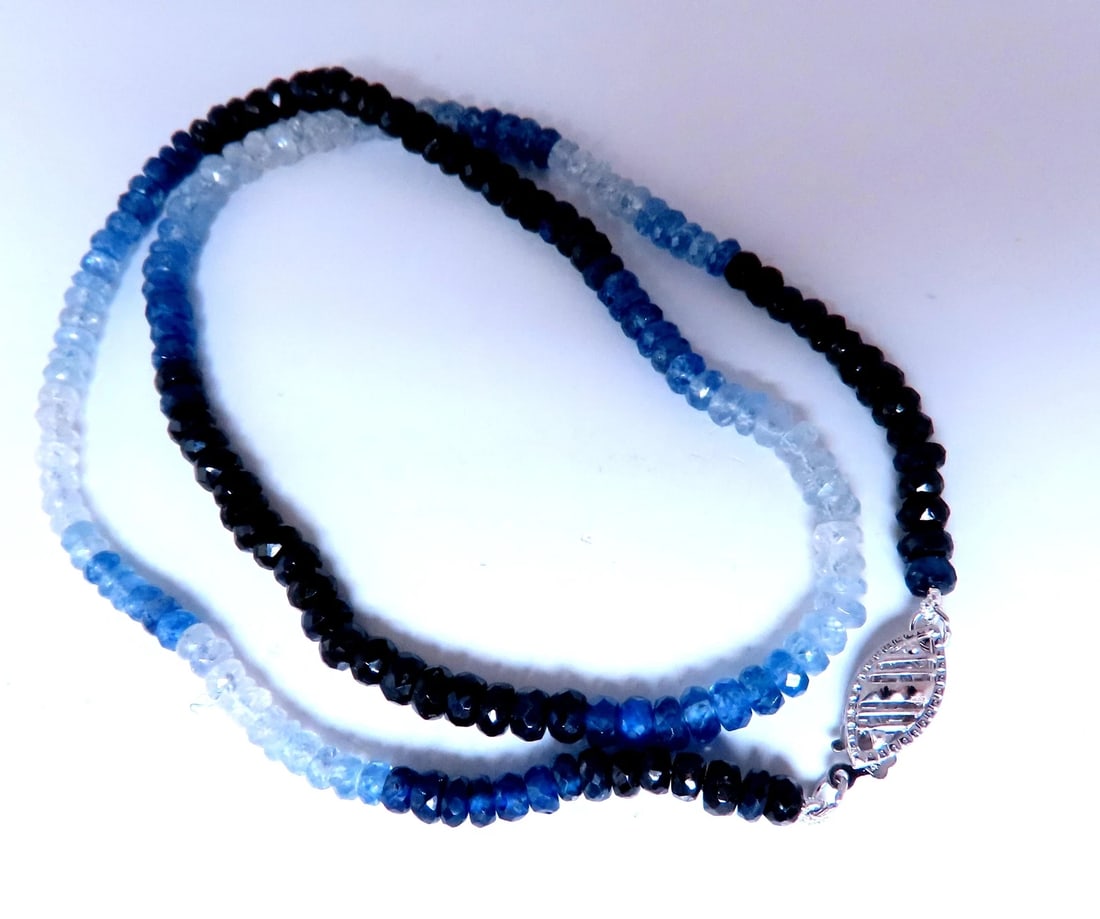 50ct Natural Fading Sapphire Beaded Necklace 14kt gold 12390** (1 of 3)