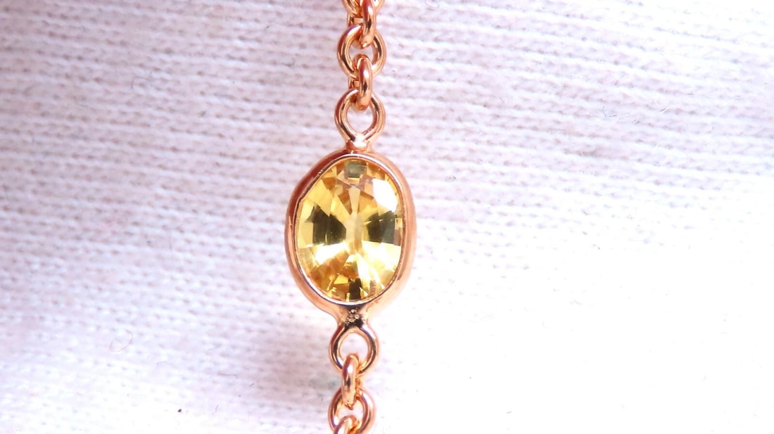 15ct Natural Sapphire Aquamarine Amethyst Yard Necklace 14kt Gold ** - 3