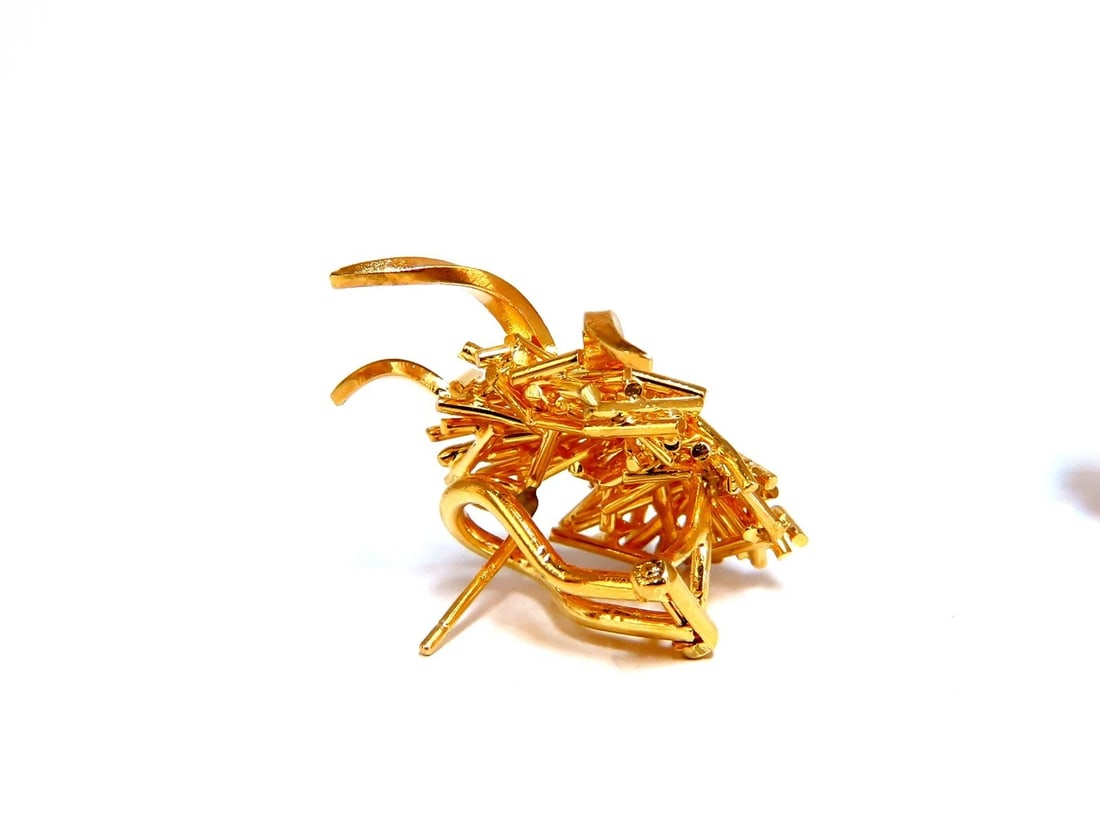 Modern Flaming Fused Stick 3D Handmade Clip On Earrings 18 Karat** - 2